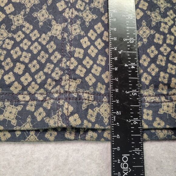 Free People Mini Skirt Size 10 Navy Blue Beige Floral Geometric Boho Twill - Picture 5 of 9